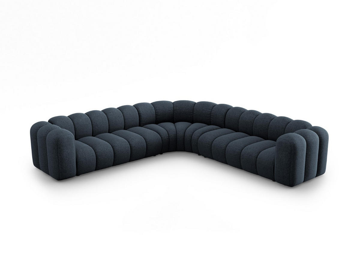 ECKSOFA symmetrisch modular Lupine aus Chenille-Stoff königsblau 5 Sitzplätze - Dunkelblau, Textil (309/309cm) - Micadoni