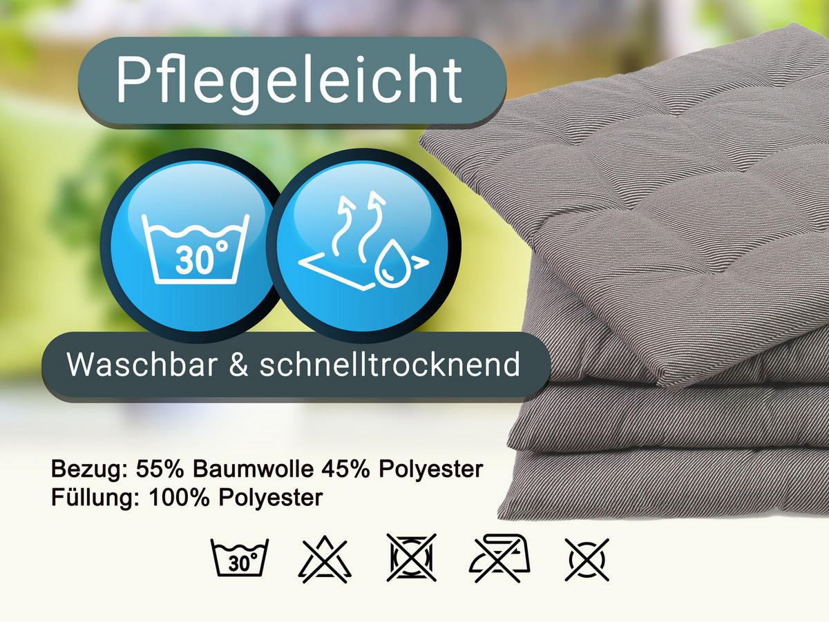 STUHLKISSEN, 4er-Set, 40x40 cm, 100% Polyester, zweifarbig - Graubraun, Textil (40/40/3cm) - Zollner
