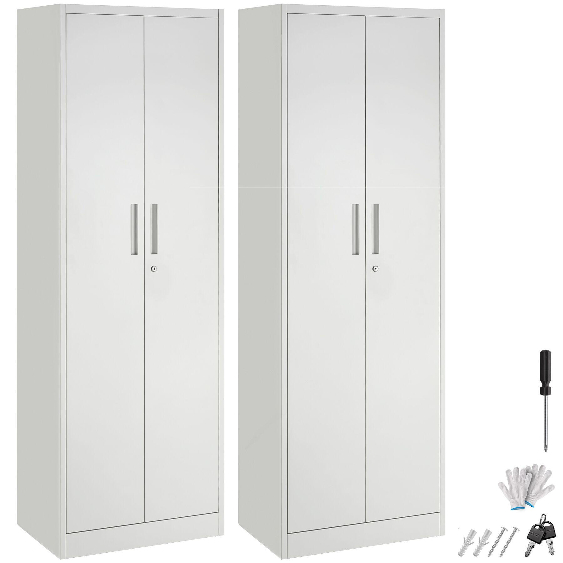 AKTENSCHRANK Brandon, Kippschutz, höhenverstellbare Füße, grau - Grau, Metall (60/180.5/40cm) - tectake