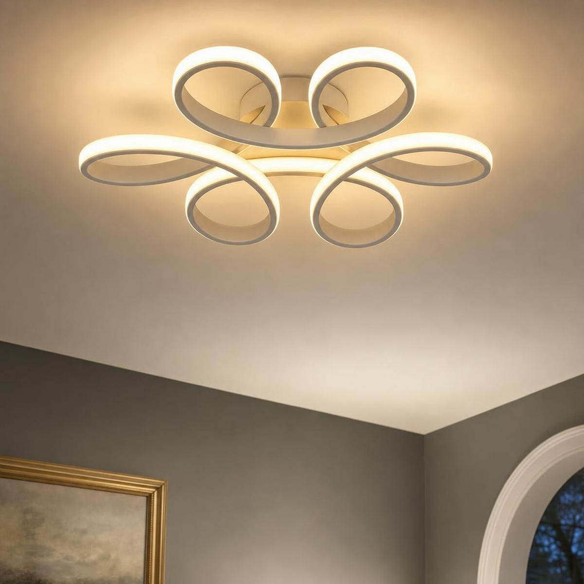 LED DECKENLEUCHTE ORBITA Metall Sand matt - Bernsteinfarben, Metall (40/36/7cm) - Globo Lighting