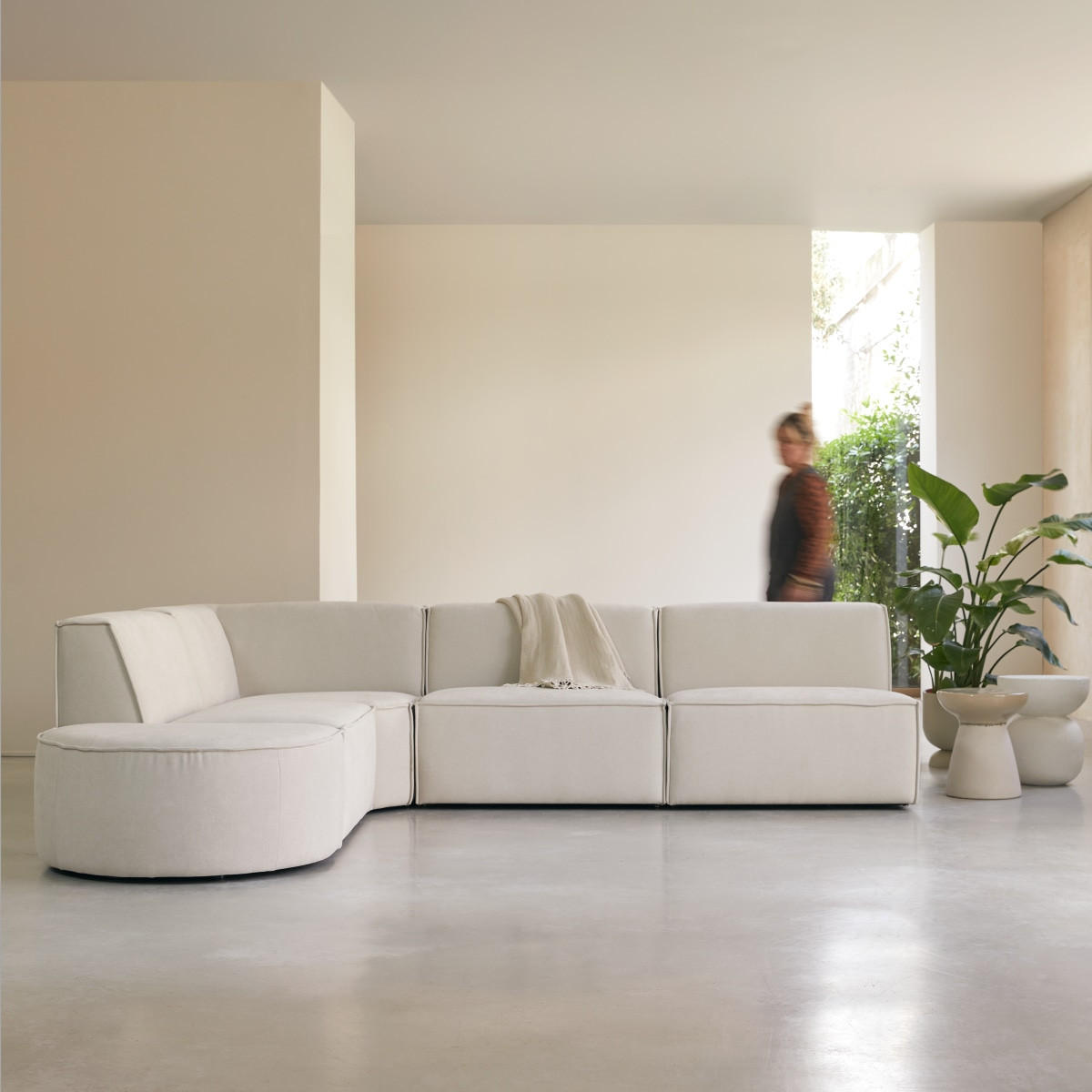 SOFA Dario Beige aus Stoff - Beige, Textil (291/259cm) - Tikamoon