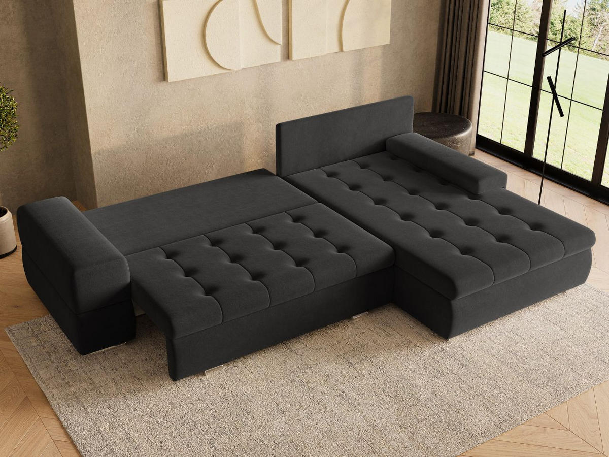 ECKSOFA Sonia Schwarz - Silberfarben/Schwarz, Holz/Textil (310/210cm) - Graingold