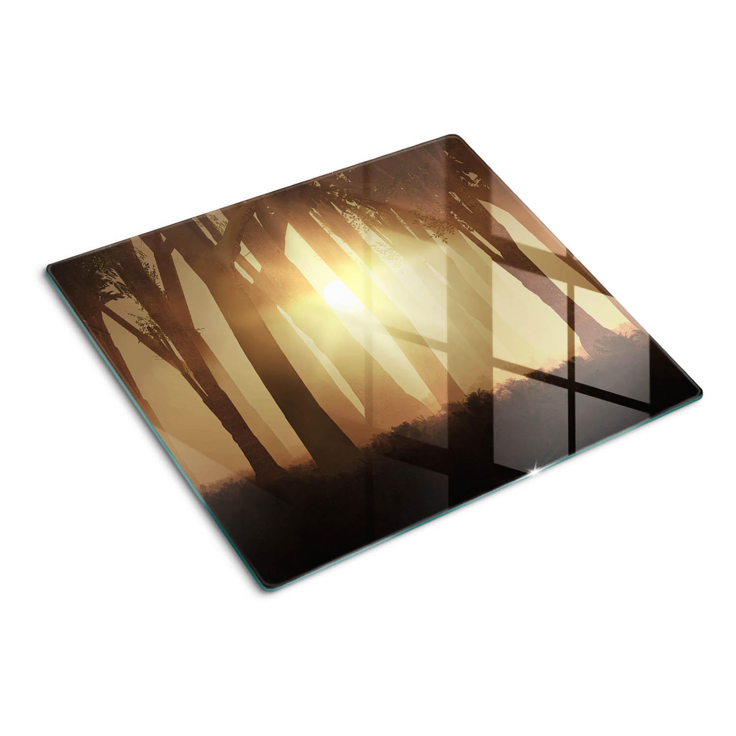 GLASPLATTE 60x52 cm Nebel im Wald - Braun, Glas (60/0.4/52cm) - TULUP