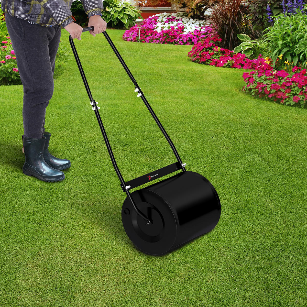 RASENWALZE DE-13732 30 L Füllvolumen mit ergonomischem Griff Schwarz - Schwarz, Metall (32/108/50cm) - ComfortXL