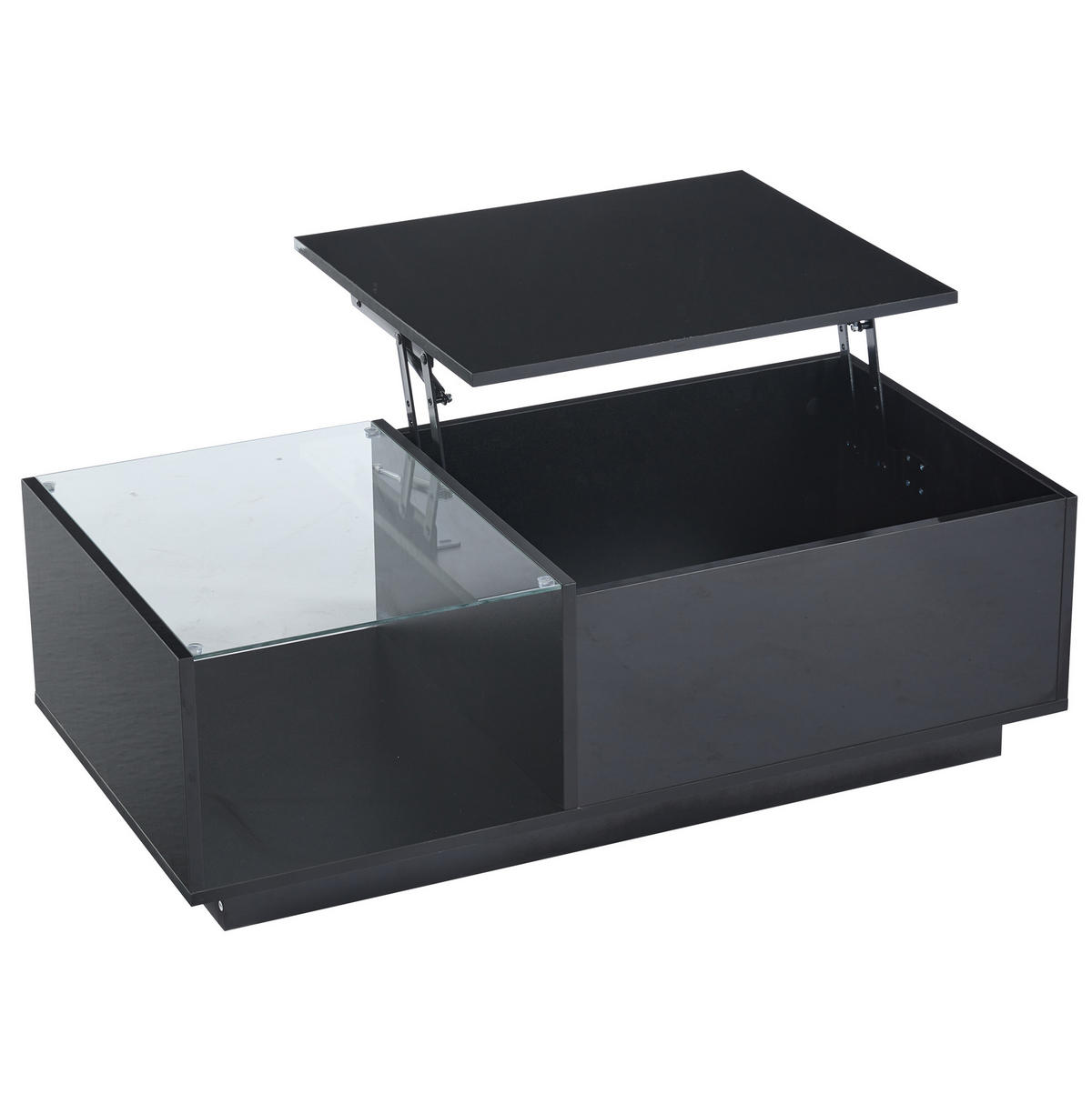COUCHTISCH mit LED und Stauraum 100 x 50 cm Hochglanz Schwarz - Schwarz, Holzwerkstoff (100/50/33cm) - Meubliv