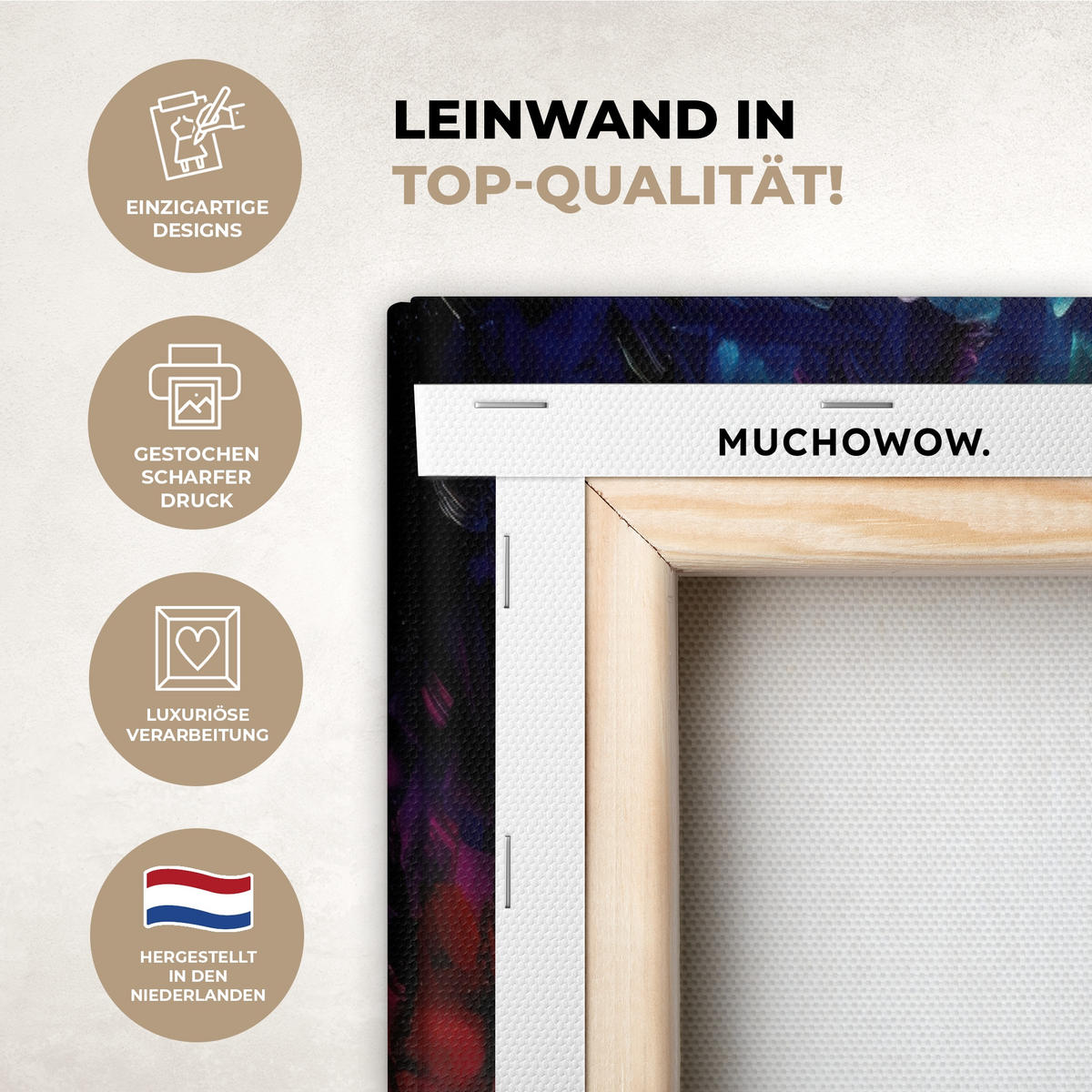 LEINWANDBILD 5er Set Baum - Farbenfroh - Malerei-Look - Abstrakt 200x100 cm - Multicolor, Textil (200/100cm) - MuchoWow
