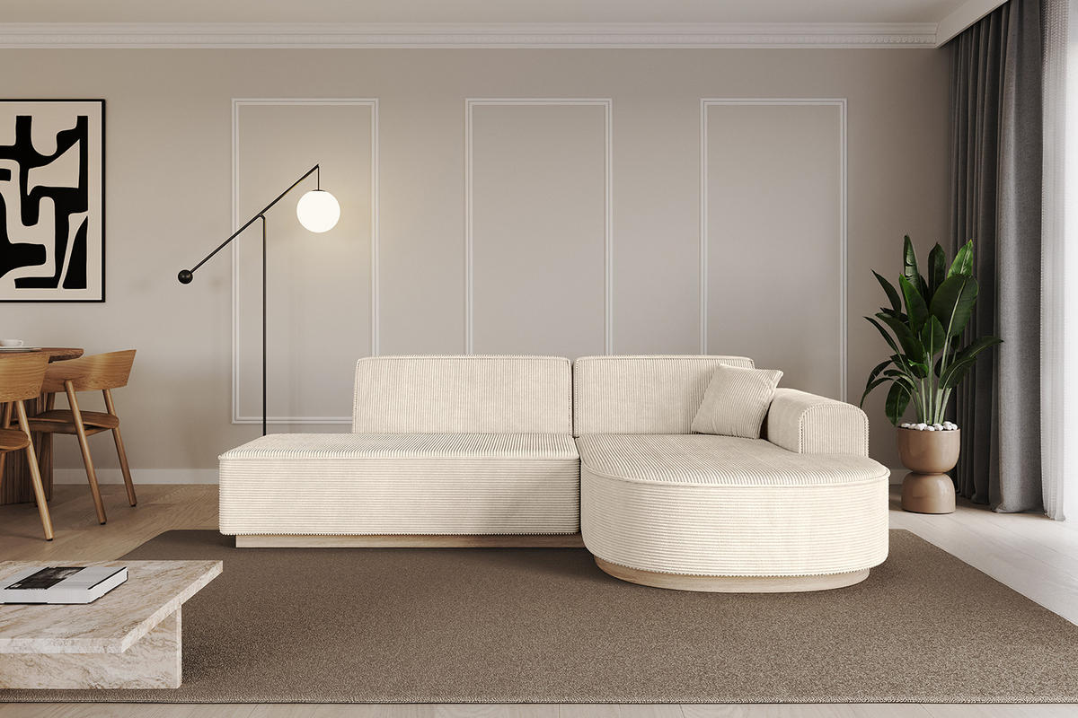 ECKSOFA Ottomane Rechts ARRIO-L1 - 243x171x83 cm Beige - Beige, Holzwerkstoff/Textil (243/171cm) - ALTDECOR