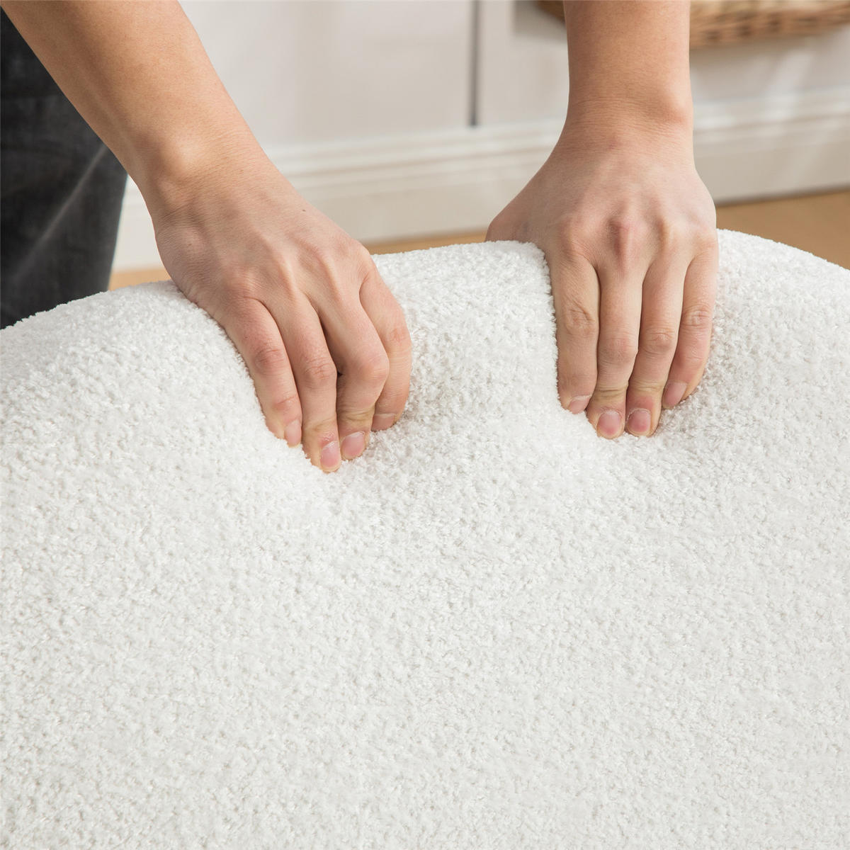 SESSEL Loungesessel Chenille mit Holzbeinen - Weiß, Textil (62/77.5/73cm) - Kaket