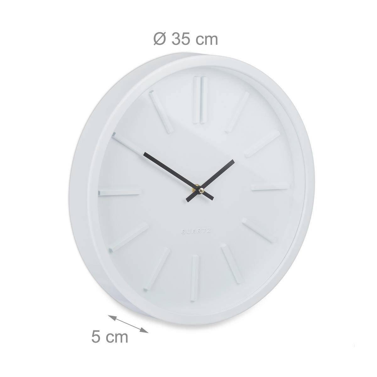 WANDUHR - Weiß, Kunststoff/Metall (35/5/35cm) - Relaxdays