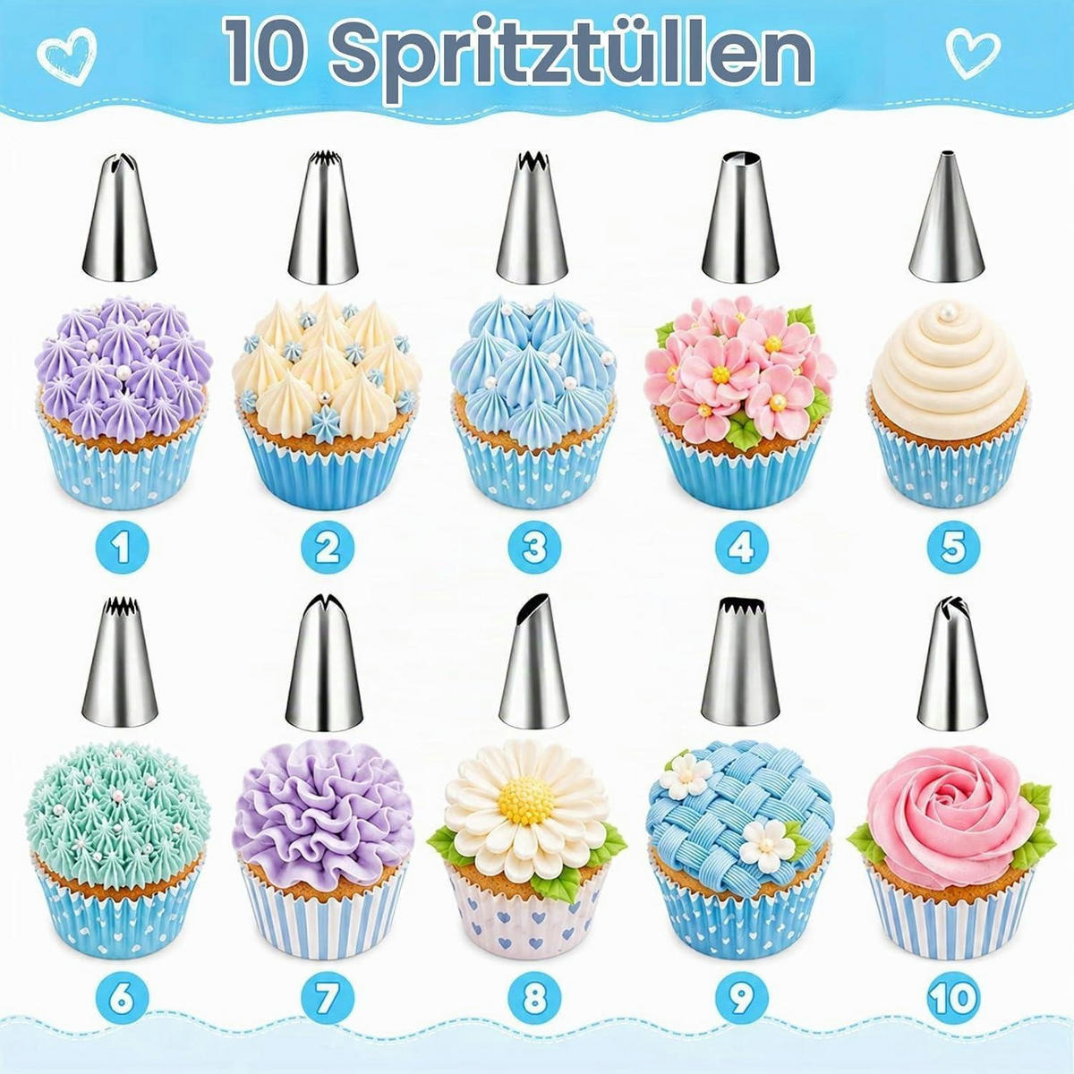 SPRITZBEUTEL Set 40-teilig Blau/Weiß - Blau, Kunststoff (20.5/3/30.8cm)