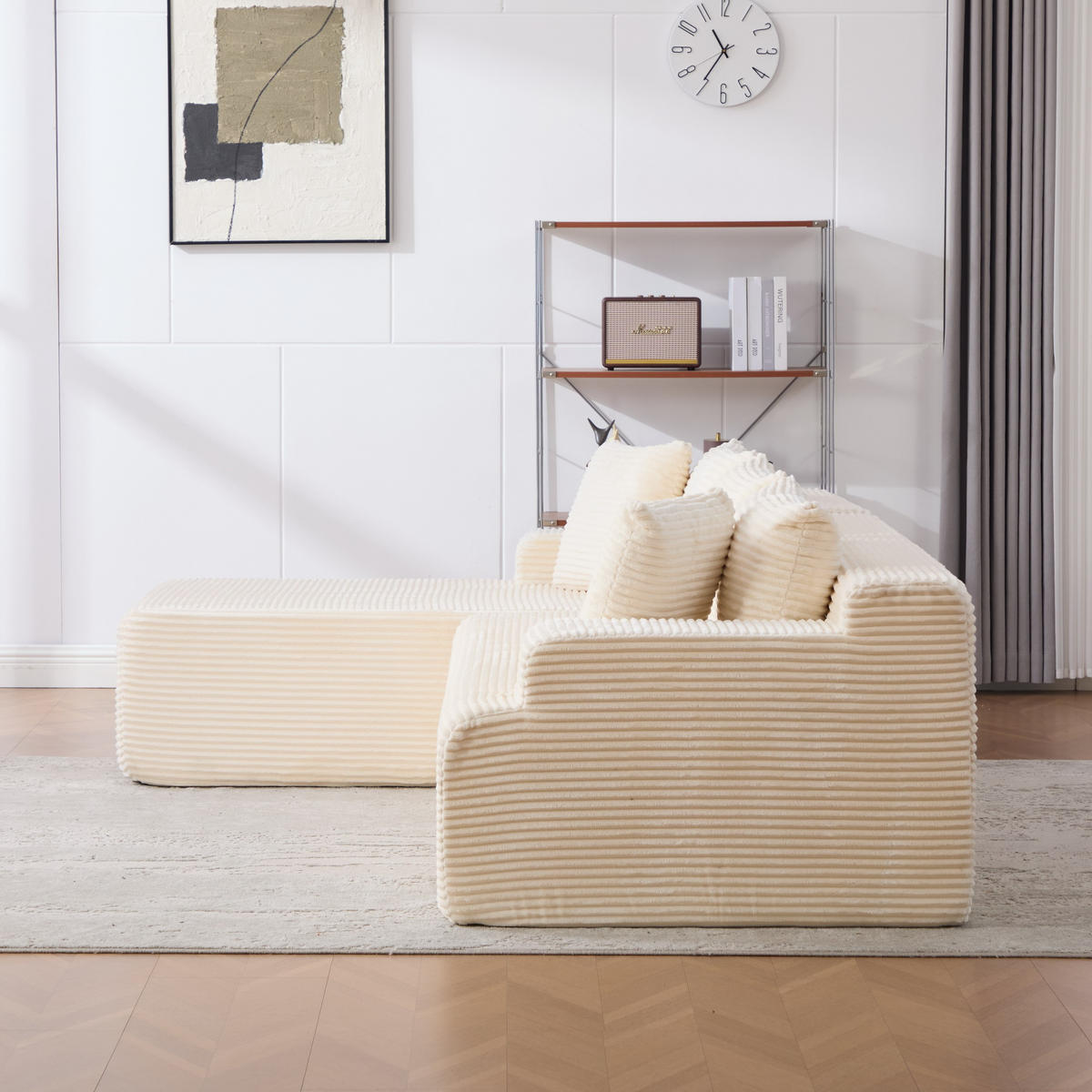 ECKSOFA 272/174/74.5 cm Beige mit 30D hochelastischem Schaumstoff und rutschfestem Boden - Beige, Textil (174/74.5/272cm) - Oxeza