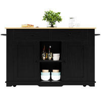 KÜCHENINSEL 151,5/59,7/91,7 cm schwarz mit Steckdosen und klappbarer Tischplatte - Schwarz, Holzwerkstoff (151.5/91.7/84.7cm) - OKWISH
