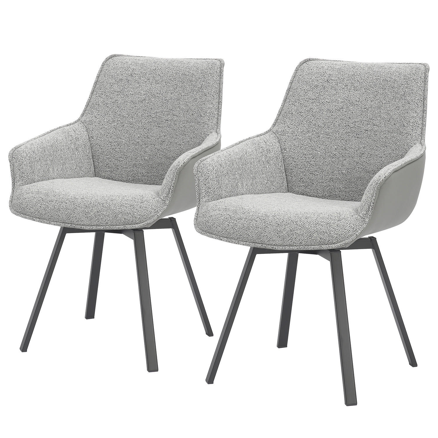 ARMLEHNENSTUHL - 2er-Set - Grau, Textil/Metall (57/87/63cm) - home24