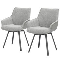 ARMLEHNENSTUHL - 2er-Set - Grau, Textil/Metall (57/87/63cm) - home24