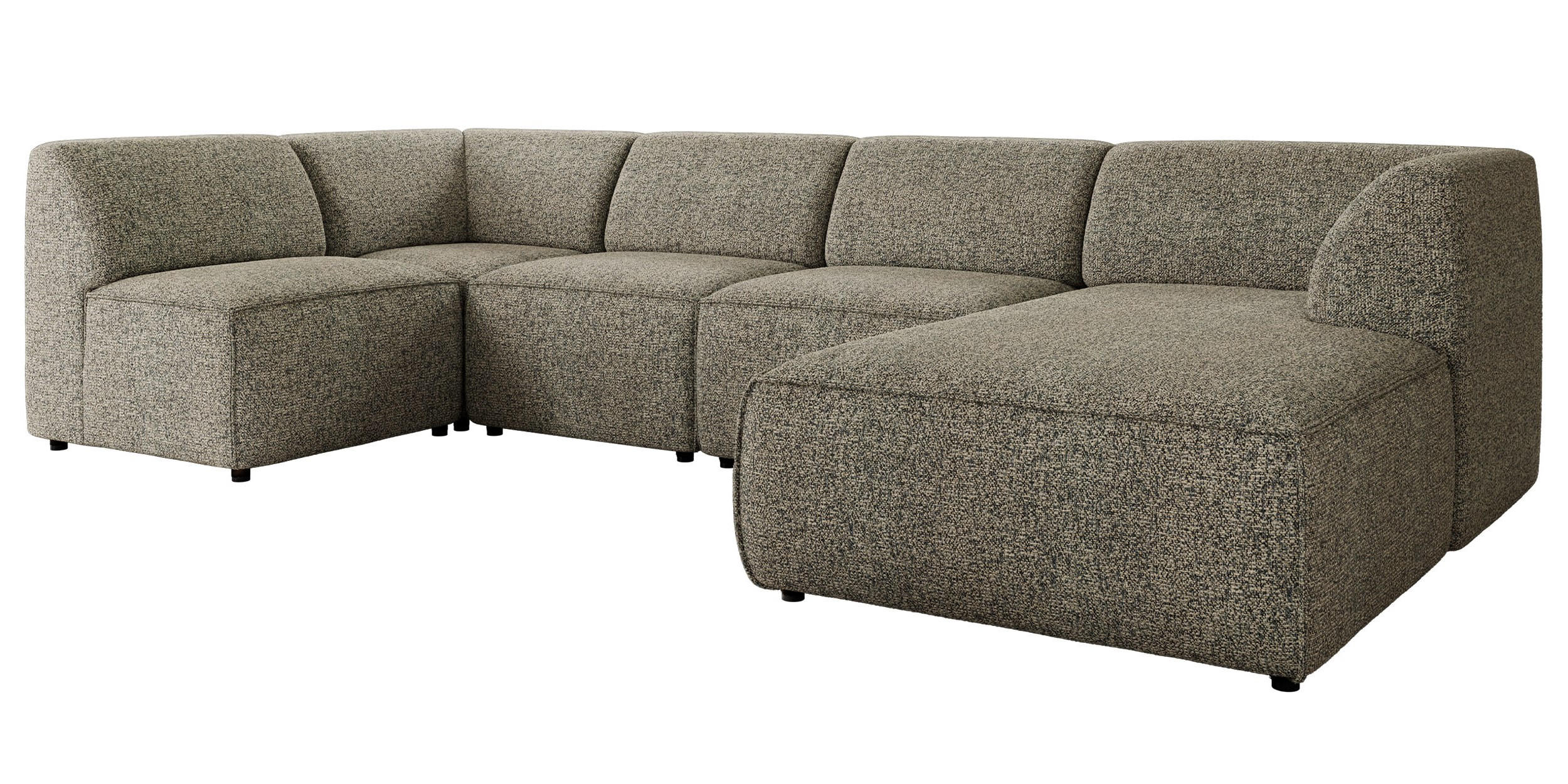 WOHNLANDSCHAFT MODARO U 5M - Grau Struktur - Rechts - Schwarz/Grau, Textil (345/78/180cm) - MKS