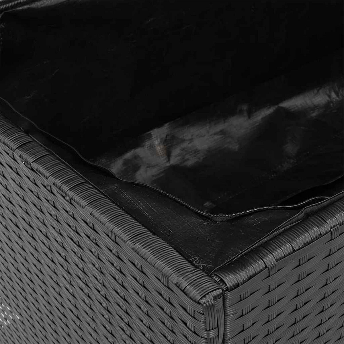 GARTENTRUHE Schwarz 110/50/54 Cm Poly Rattan Akazienholz - Schwarz, Kunststoff (110/54/50cm) - vidaXL