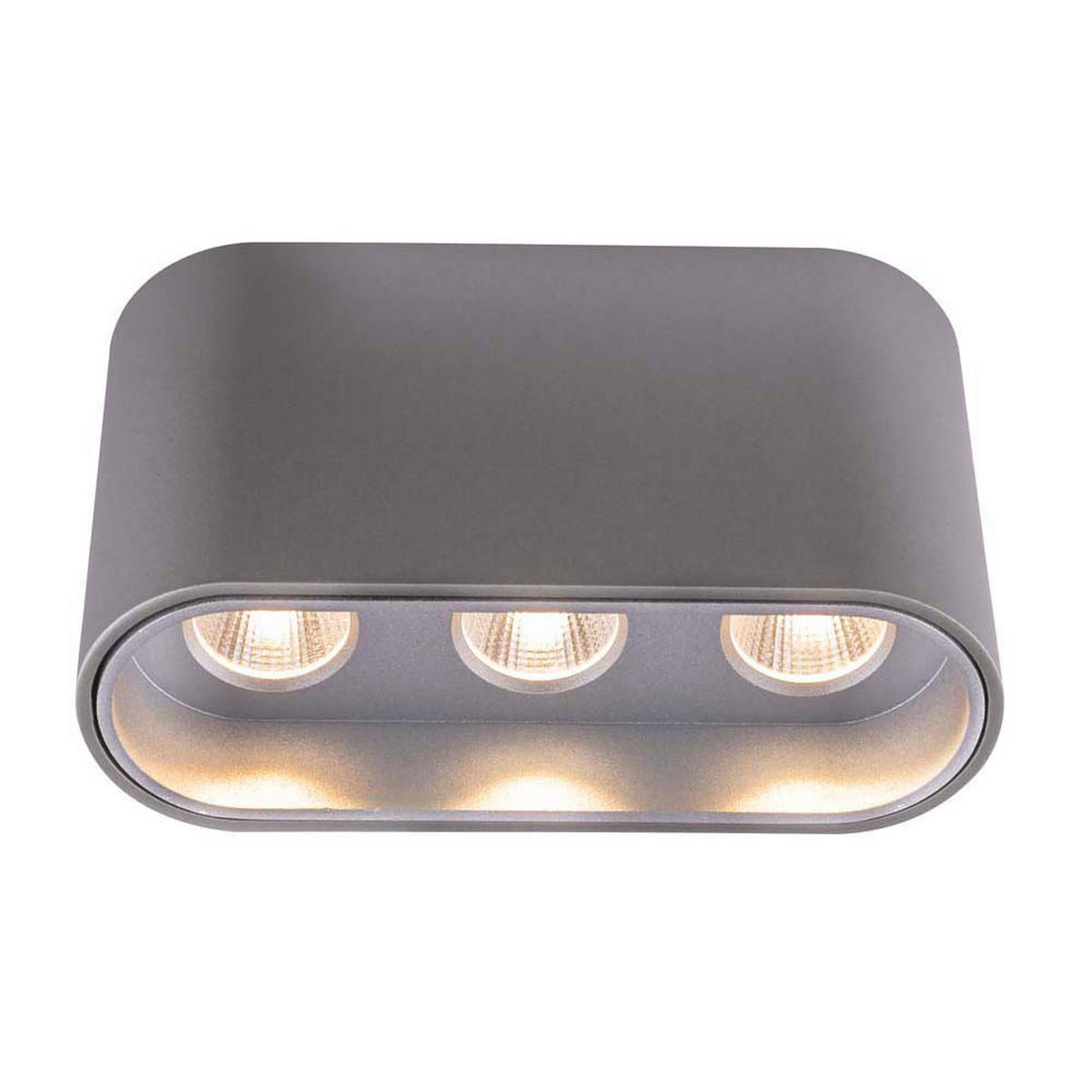 LED DECKENLEUCHTE Aluminium Grau Silber - Grau, Metall (10.5/3.8/6.4cm) - Globo Lighting