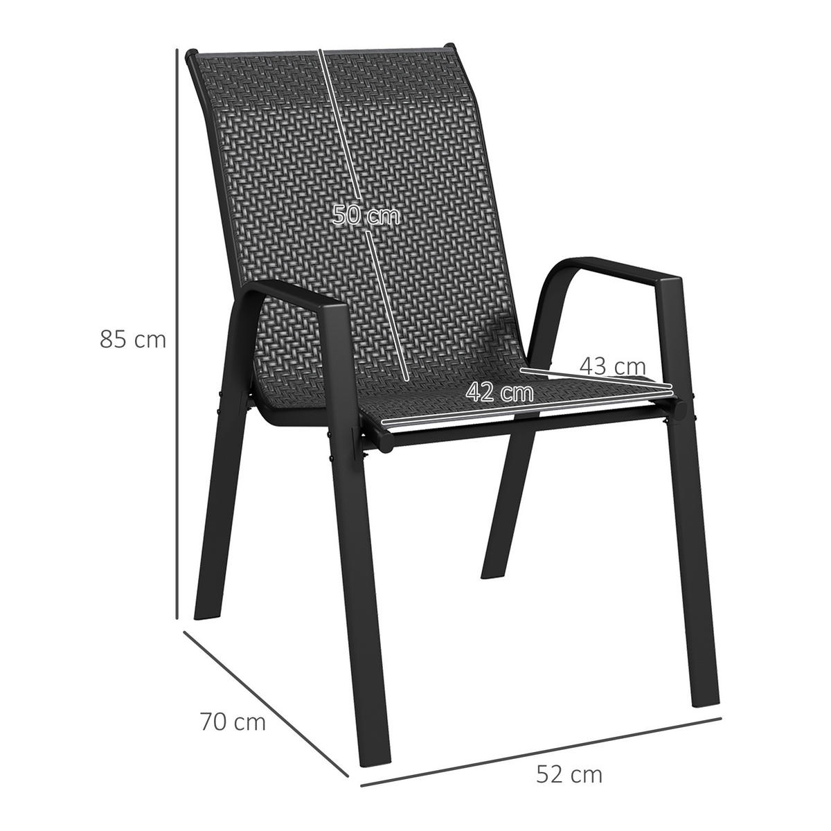 GARTENSTUHL DE-13587 4er-Set mit Armlehnen, stapelbar Natur - Grau, Metall (70/85/52cm) - ComfortXL