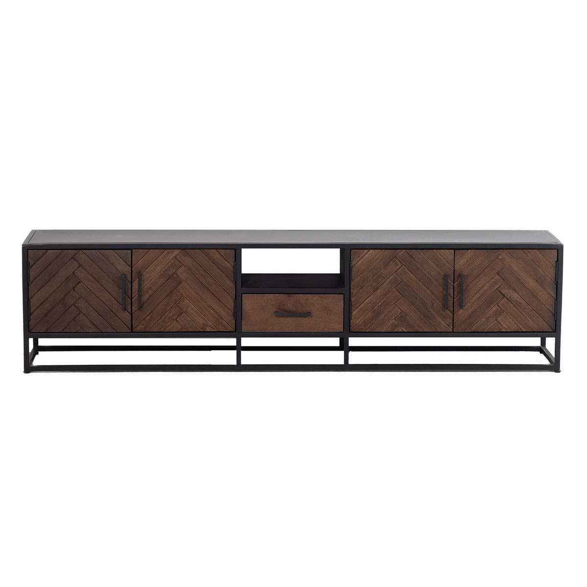 TV-SCHRANK Herringbone aus Mangoholz 250cm, natürlich - Braun, Holz (250/50/40cm) - Giga Meubel