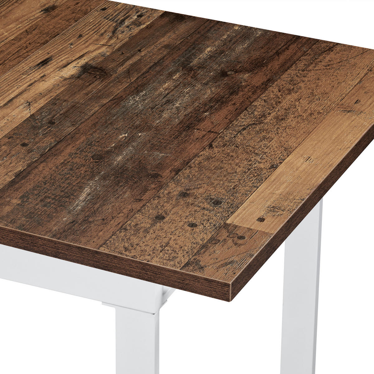 ESSTISCH LEVIN 120-160/80/76 cm Texas-Eiche - Weiß/Braun, Holzwerkstoff/Metall (80/120/77cm) - B&D Home