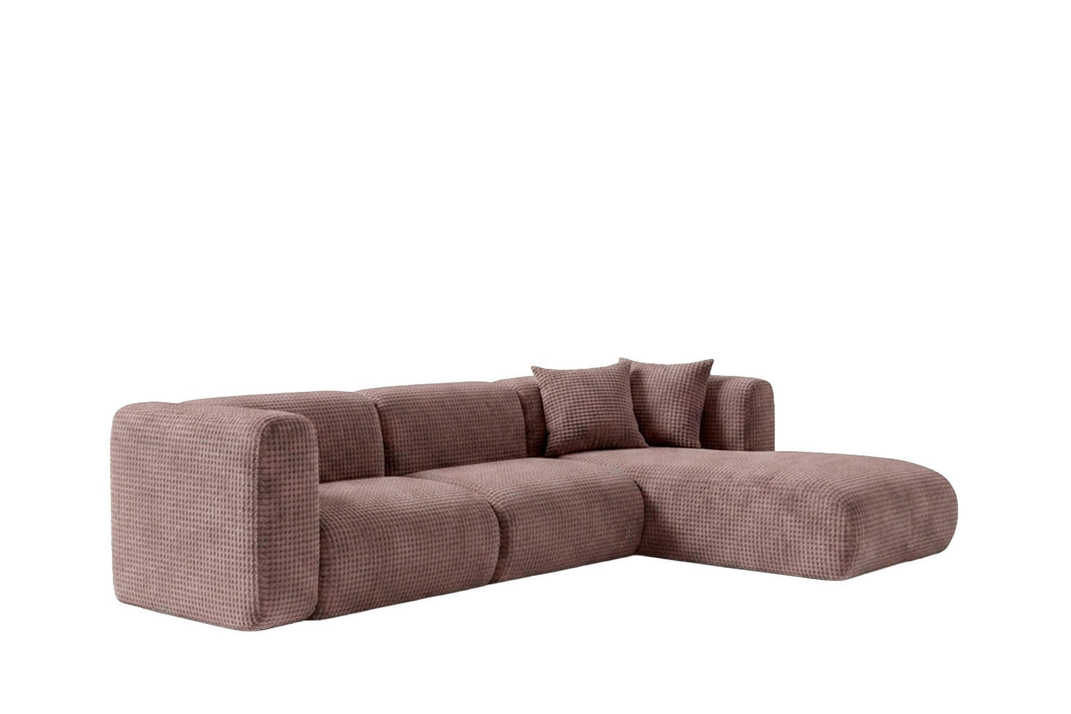 ECKSOFA L-Form, Chenille-Stoff Cremona, Taupe, Rechts, GRETA - Taupe, Holz (318/179cm) - Kaiser Möbel