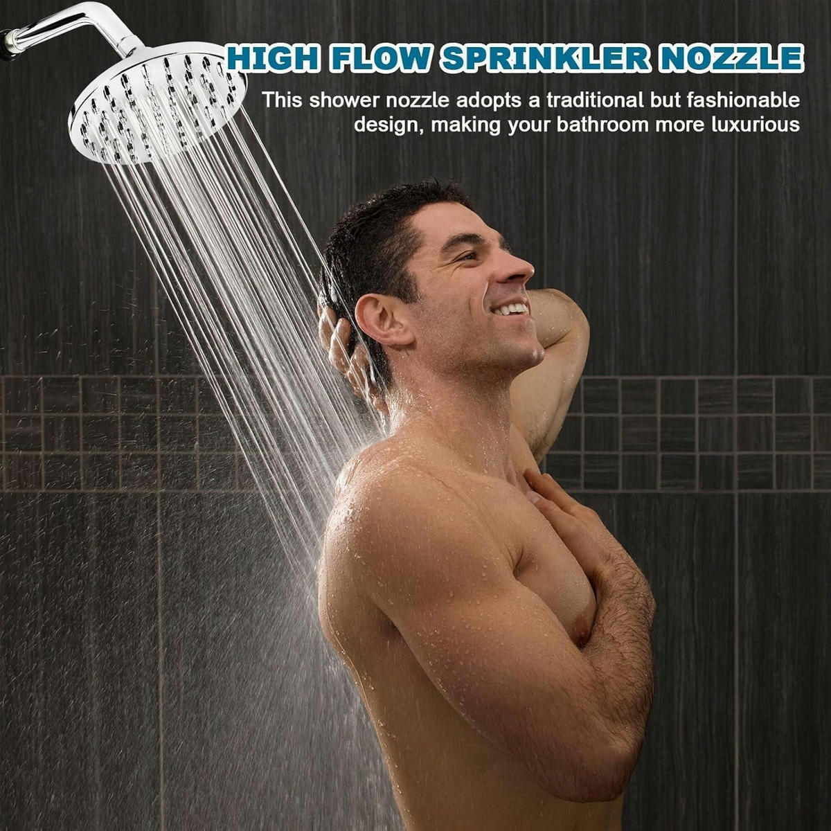 REGENDUSCHE Set 360° verstellbar 15x9 cm verchromt - Silberfarben, Metall (9/12.7/15cm)