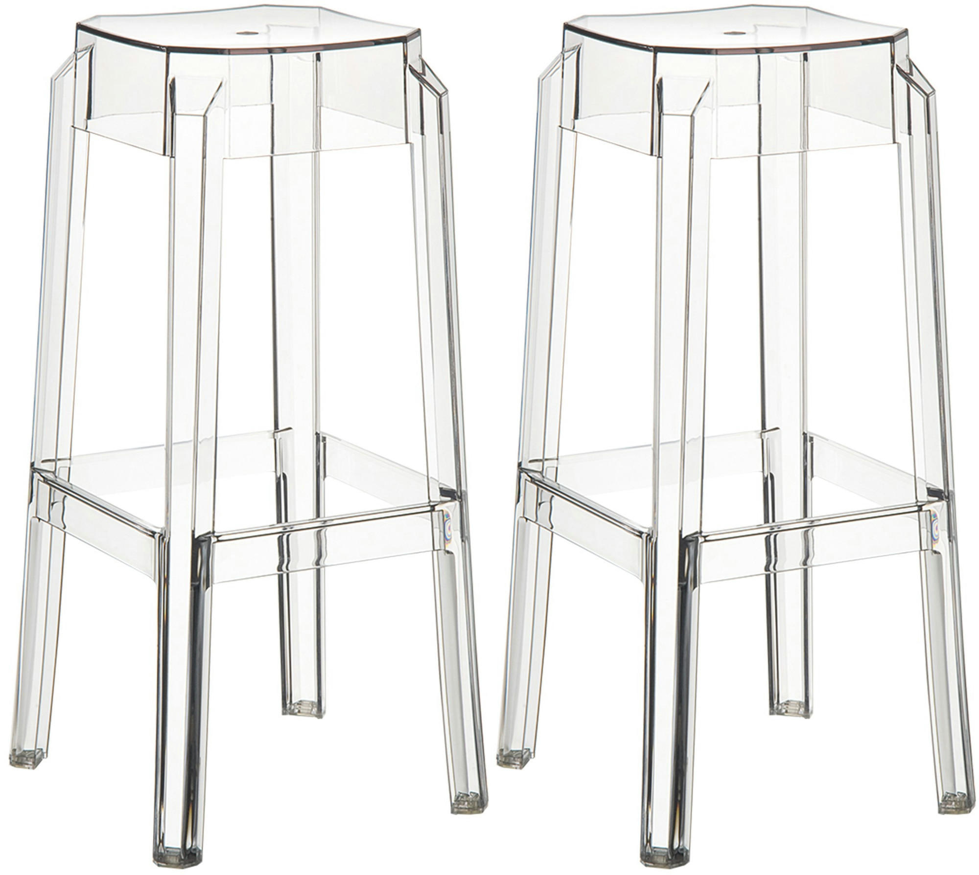BARHOCKER 2er Set Kunststoff transparent - Eukalyptusholzfarben/Transparent, Kunststoff (36/75/36cm) - CLP