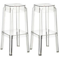 BARHOCKER 2er Set Kunststoff transparent - Eukalyptusholzfarben/Transparent, Kunststoff (36/75/36cm) - CLP