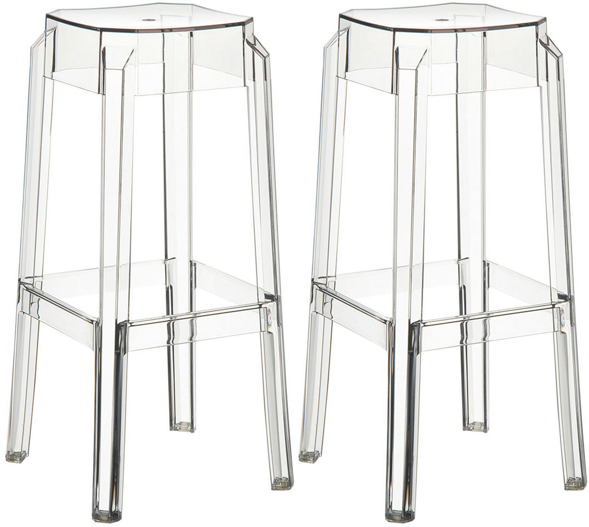 BARHOCKER 2er Set Kunststoff transparent - Eukalyptusholzfarben/Transparent, Kunststoff (36/75/36cm) - CLP