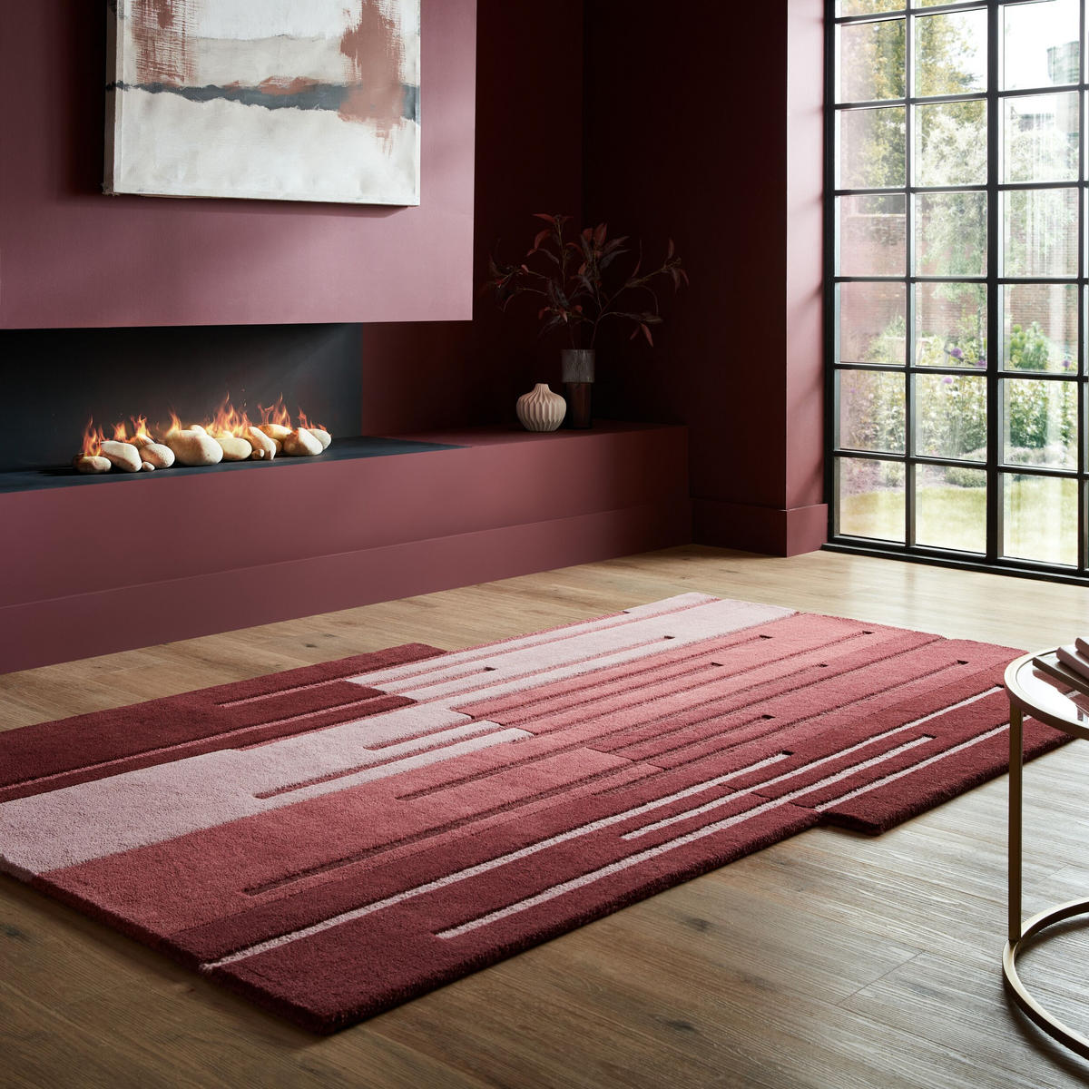 WOLLTEPPICH Ombre Muster, Abstrakt, Wohnzimmer Rot Shaped 120x180 - Rot, Textil (120/180cm) - KADIMA DESIGN