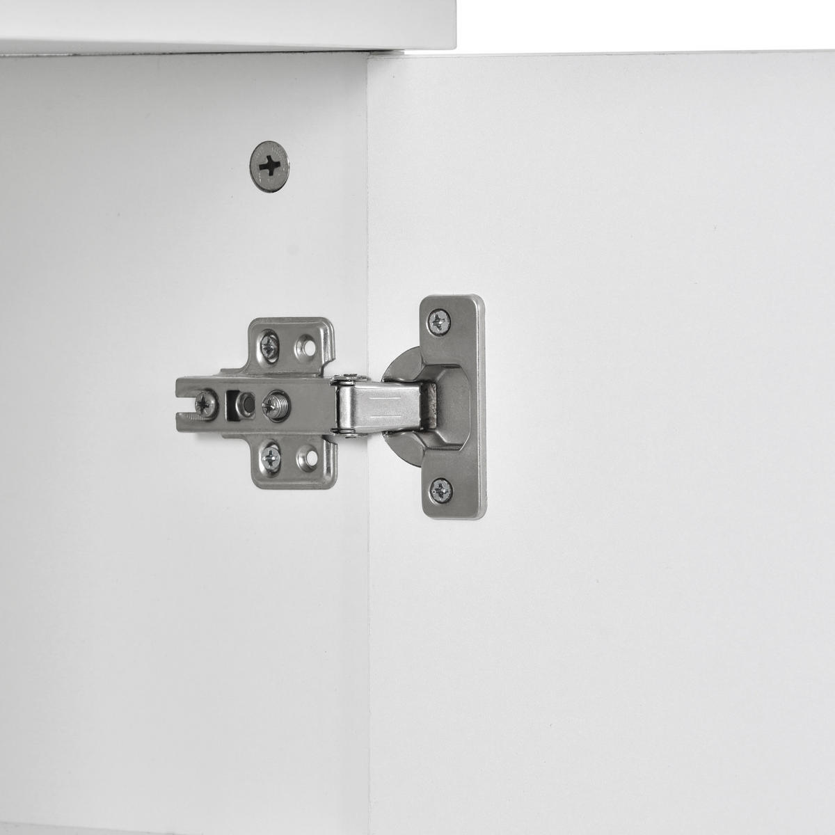 PŘÍBORNÍK z MDF 140x35x72 cm bílý s LED osvětlením, 4 zásuvkami a 2 akrylovými dvířky ve vysokém lesku - bílá, kompozitní dřevo (140/72/35cm) - Modfu