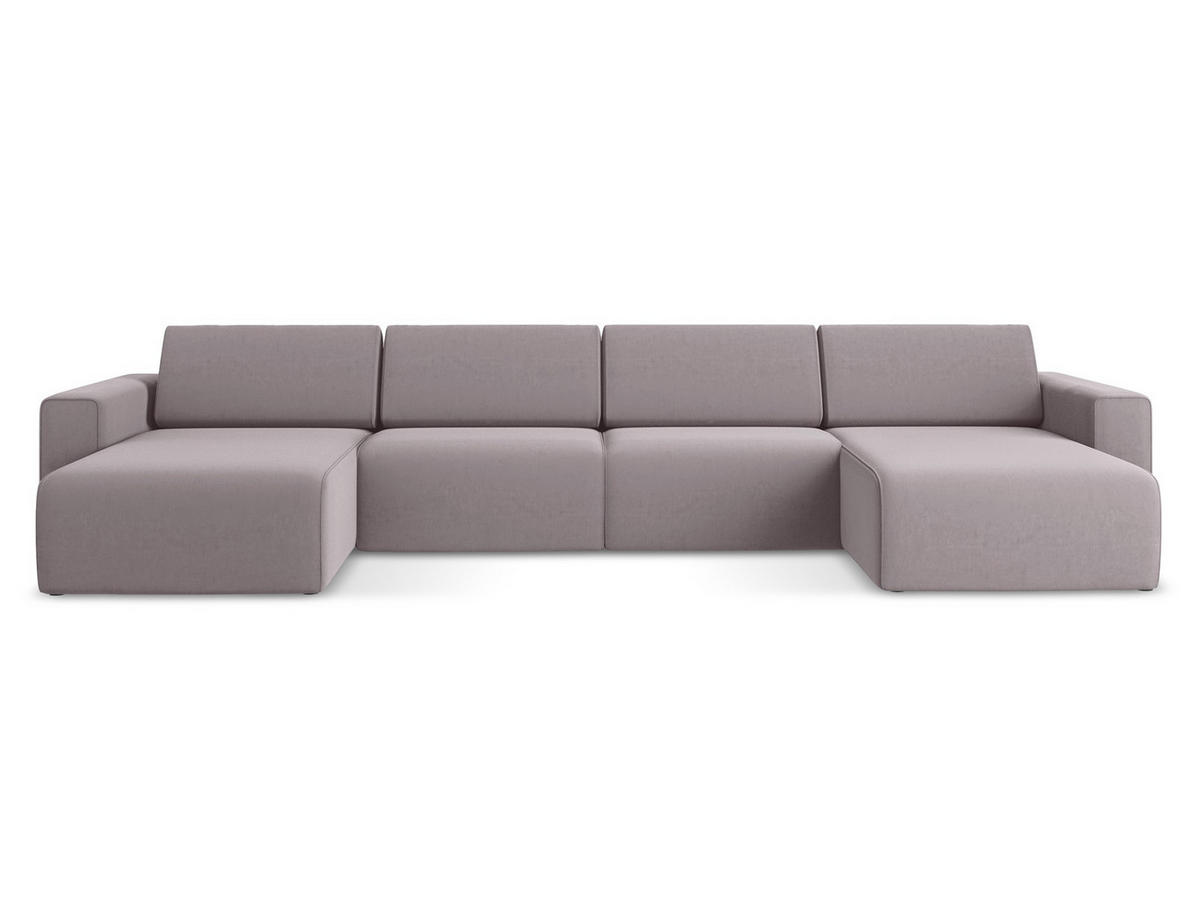 WOHNLANDSCHAFT Samt Stoff Violett - Lila/Flieder, Kunststoff/Textil (404/80/167cm) - Makamii