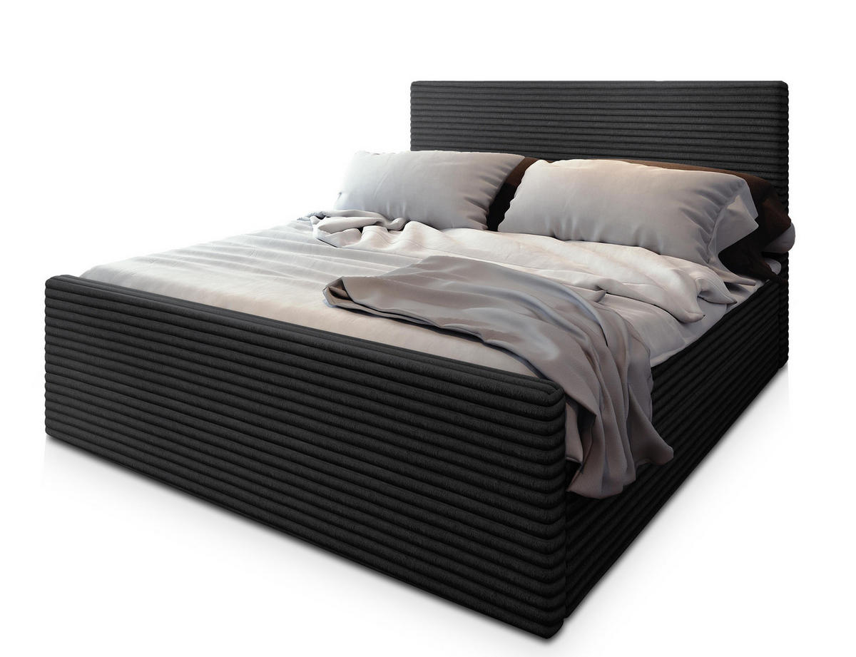 POSTEL BOXSPRING BRENTO 160x200 cm, s matrací a úložným prostorem, černá - černá, kompozitní dřevo/textil (160/200cm) - MASSENO