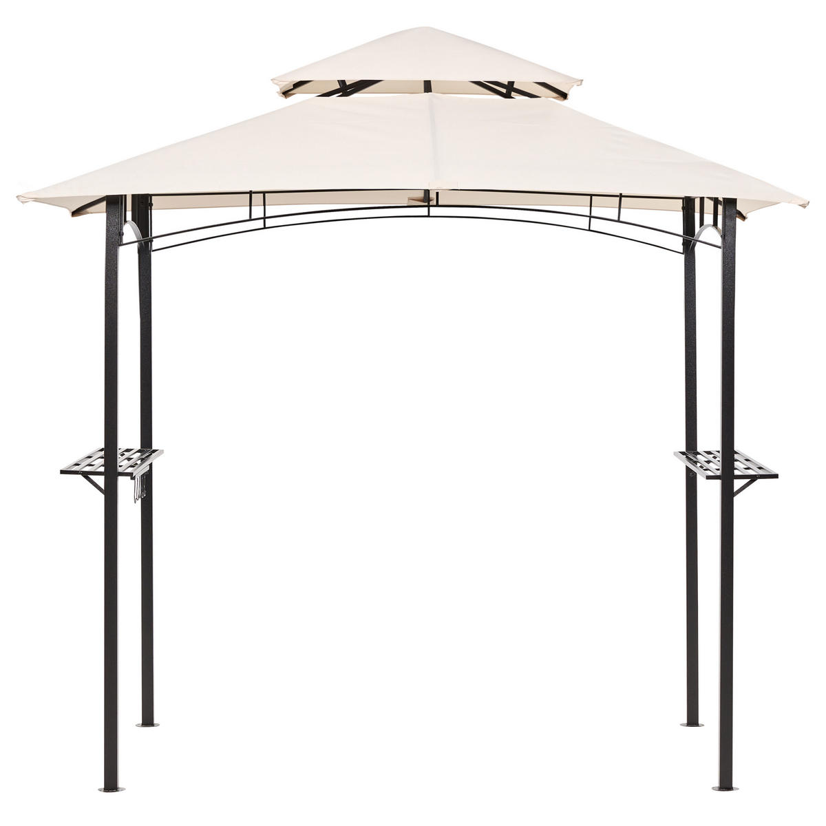 PAVILLON Stahl beige 240/148 cm Naro - Beige/Schwarz, Metall (240/245/148cm) - Beliani