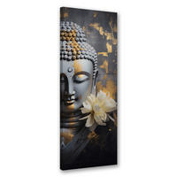WANDBILD buddha gesicht abstrakt - Grau, Textil (30/90cm) - Feeby