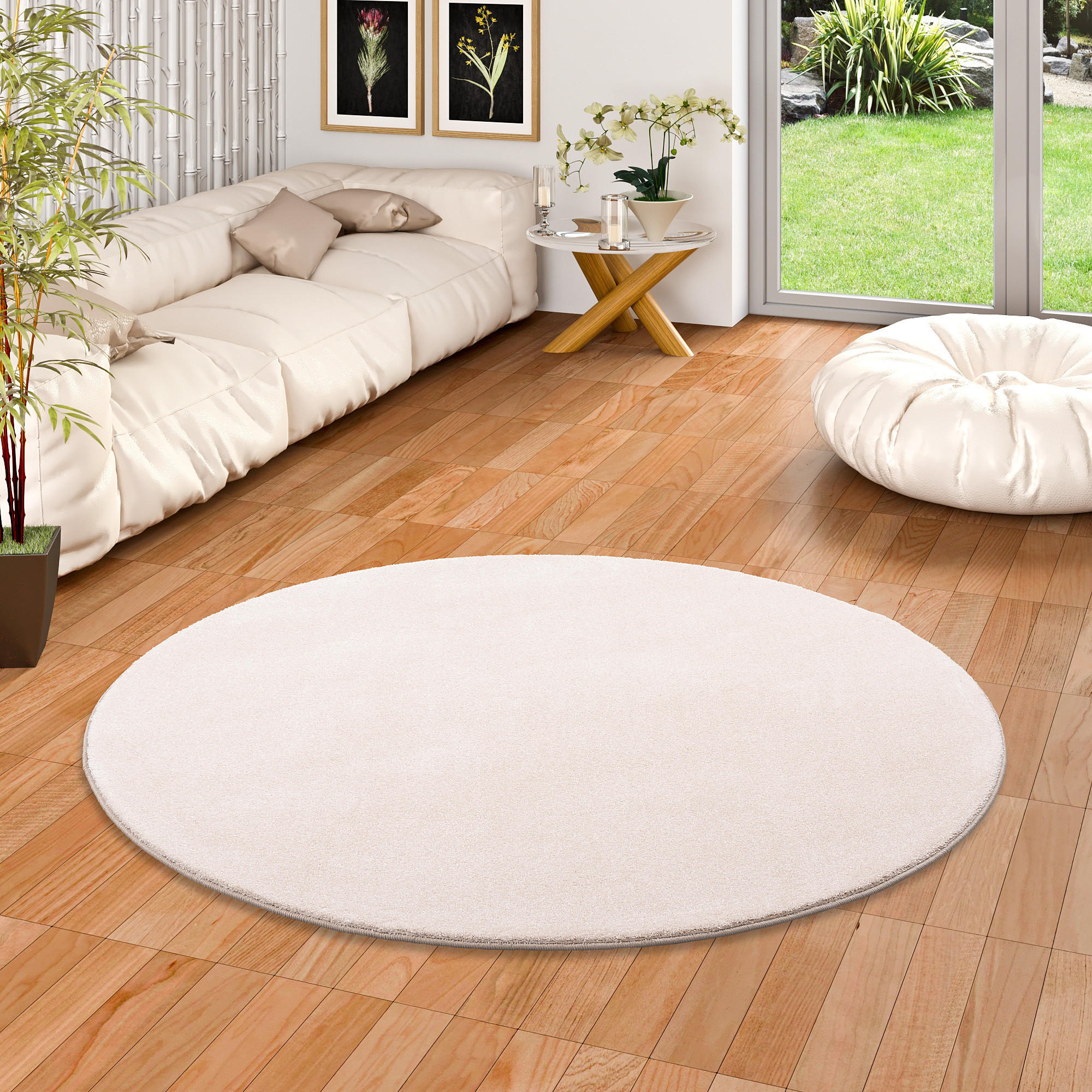 HOCHFLOR LUXUS VELOURS TEPPICH TOUCH RUND - Beige, Textil (200/200cm) - Snapstyle