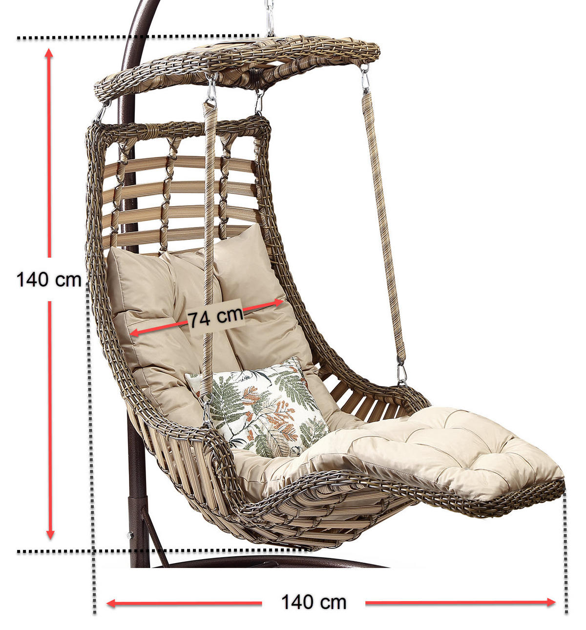 HÄNGESESSEL Gartenschaukel Rattan mit Gestell Hängeschaukel Alaca Weiß - Weiß, Metall (120/212/106cm) - Gowoll