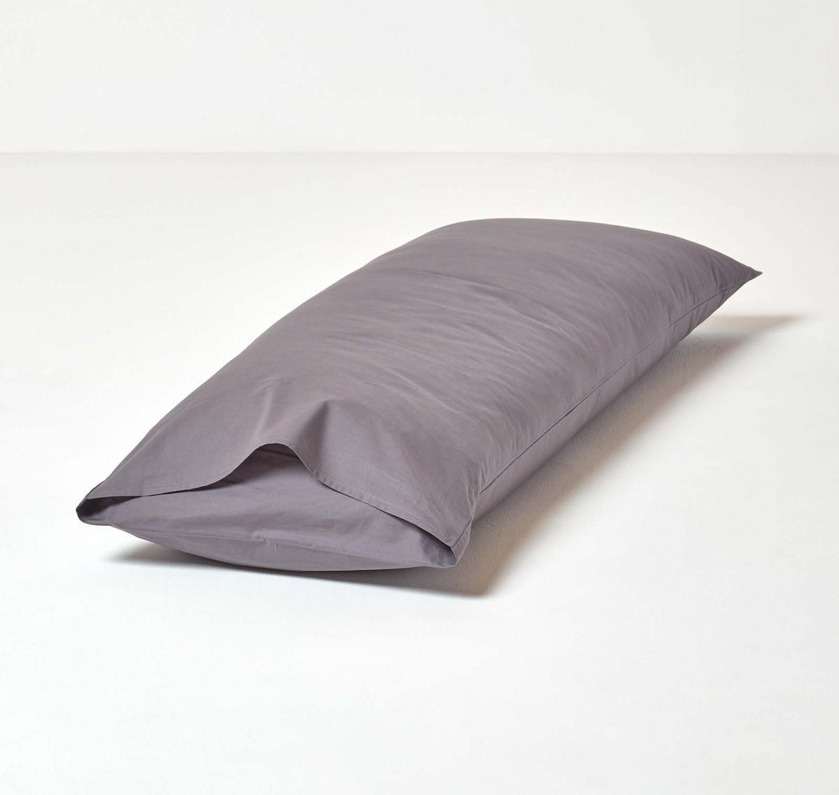 SEITENSCHLÄFERKISSENBEZUG Perkal, Fadendichte 200, 48/136 cm - Dunkelgrau, Textil (50/140cm) - Homescapes