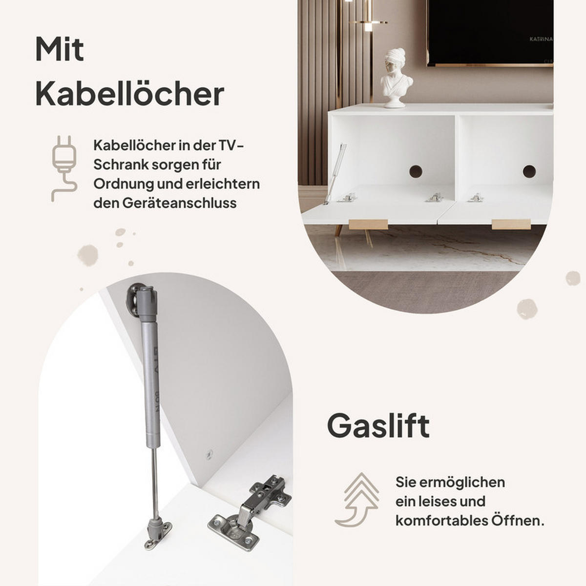 TV-LOWBOARD ANGEL Weiß glänzend stehend mit LED-Beleuchtung 200 cm - Weiß, Holzwerkstoff (200/49/40cm) - Idohome