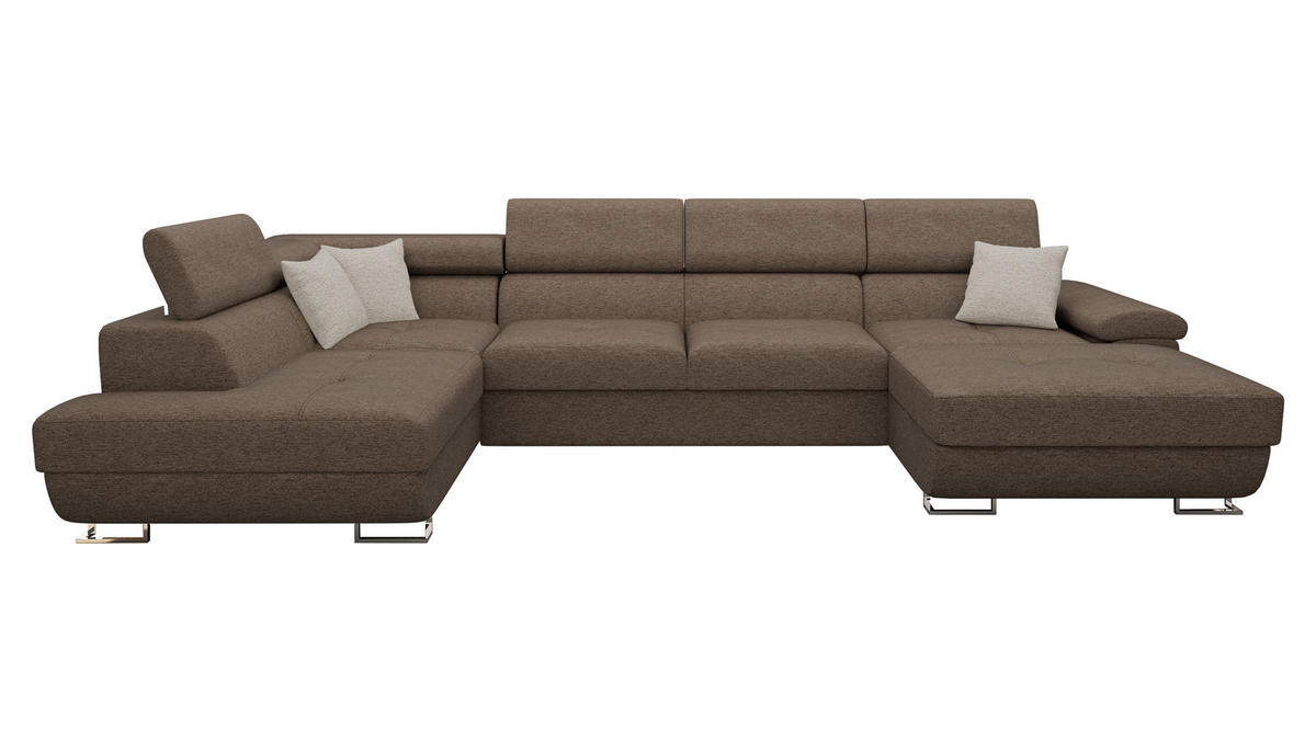 WOHNLANDSCHAFT Cotere Bis, Seite: Links - Braun, Holz (345/91/202cm) - MIRJAN24