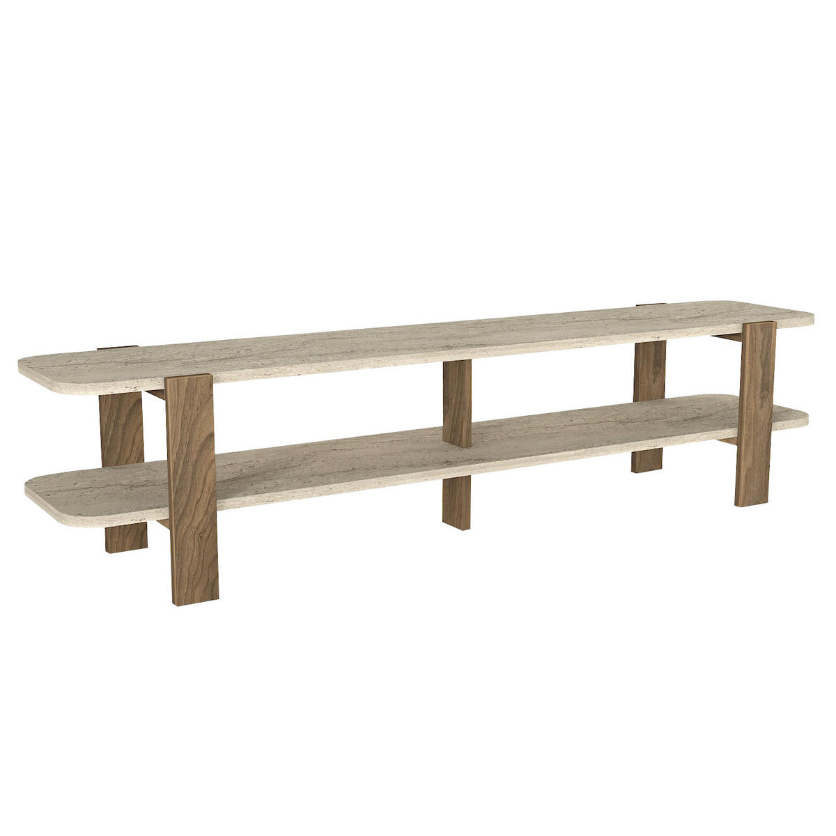 TV LOWBOARD Glam Granit Optik Travertin Braun - Beige/Braun, Holzwerkstoff (35/10/165cm) - moebel17