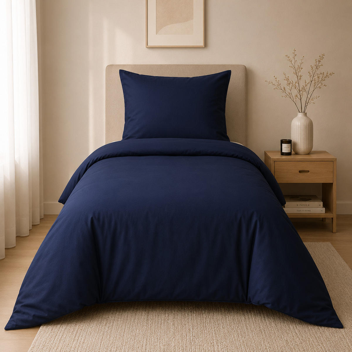 BETTWÄSCHE 2-teilig 135/200 cm UNI DUNKELBLAU - Dunkelblau, Textil (135/200cm) - ROLFNERS