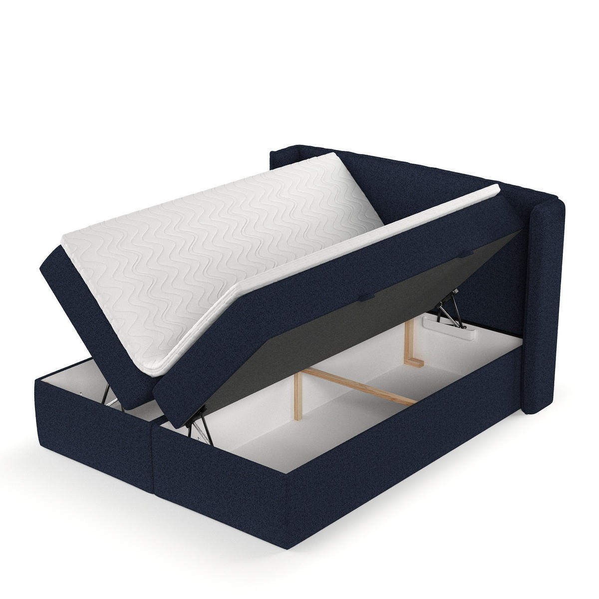 BOXBETT Viva 140/200 cm Marineblau im Riva Stoff - Schwarz/Dunkelblau, Holz/Holzwerkstoff (140/200cm) - AltaBeds