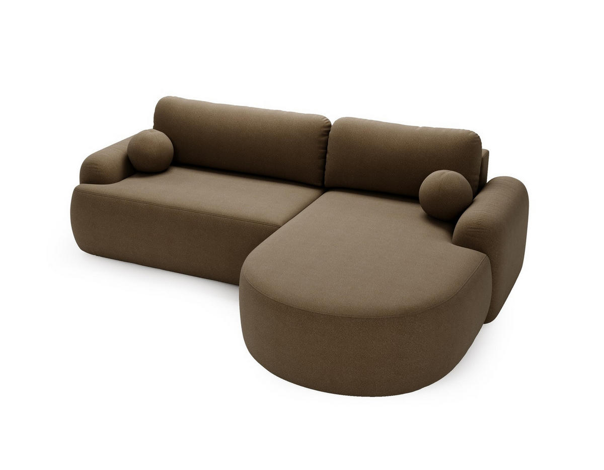 ECKSOFA DION BRAUN L - Rechts - Braun, Textil (261/177cm) - Luxkor24