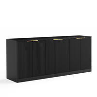 SIDEBOARD DE-38153 170/40/70,5 cm mit 6 Türen und Wellenform Schwarz - Schwarz, Holzwerkstoff (170/70.5/40cm) - ComfortXL