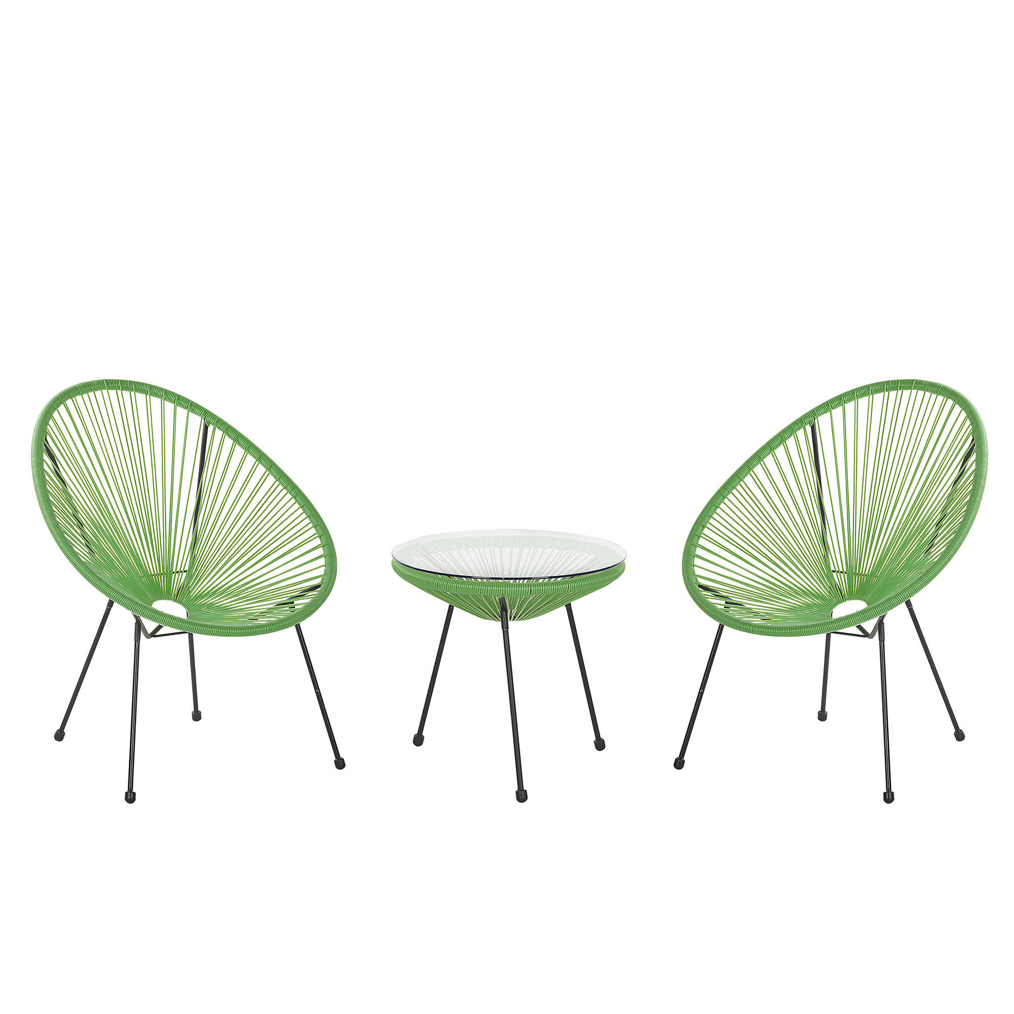 BALKONSET 2-Sitzer Rattan grün Acapulco II - Schwarz/Grün, Kunststoff - Beliani