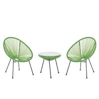 BALKONSET 2-Sitzer Rattan grün Acapulco II - Schwarz/Grün, Kunststoff - Beliani