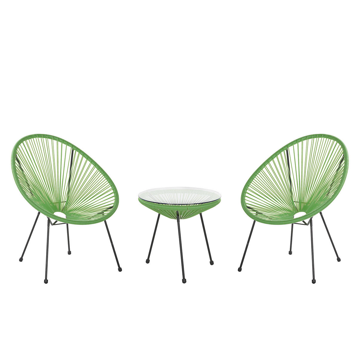 BALKONSET 2-Sitzer Rattan grün Acapulco II - Schwarz/Grün, Kunststoff - Beliani