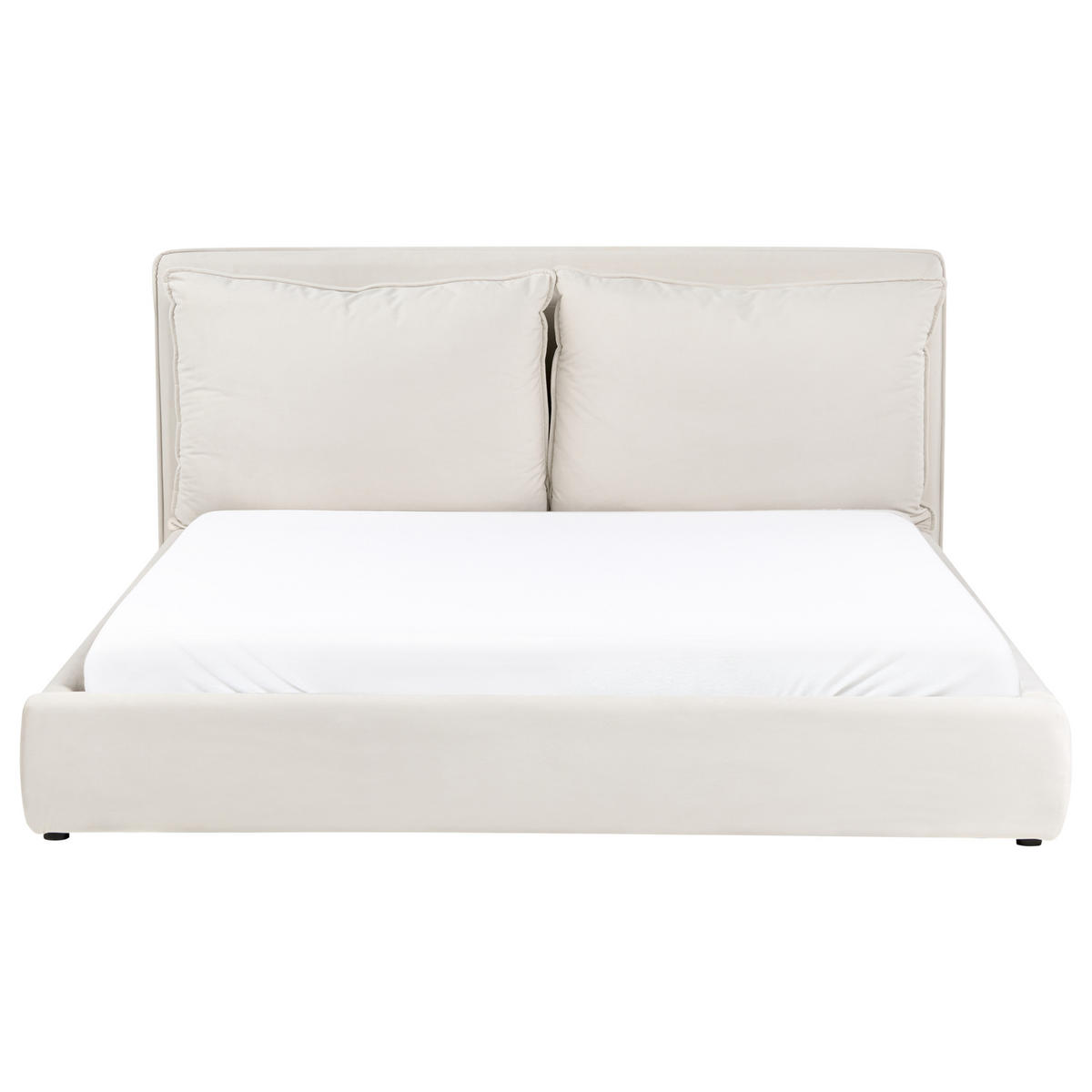 BETT mit Lattenrost 180/200 cm Hellbeige Bajonna - Beige/Schwarz, Textil (180/200cm) - Beliani