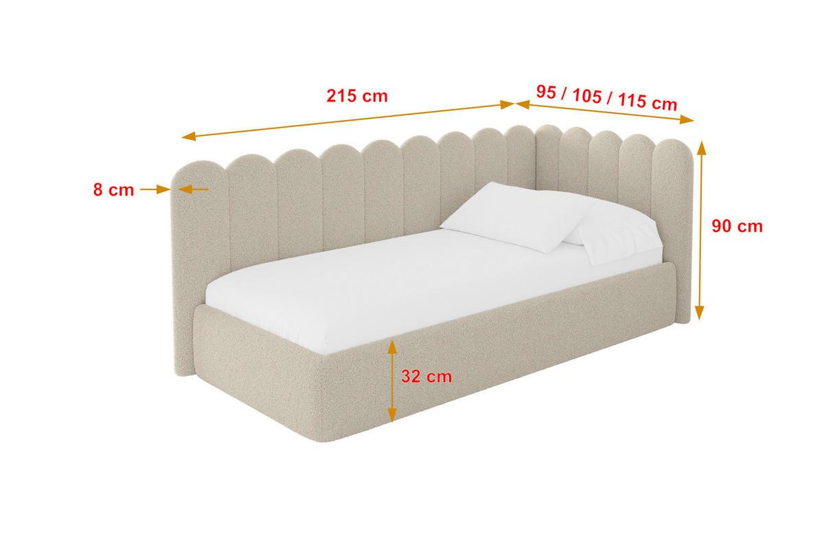 EINZELLBETT Jugendbett mit Bettkasten, Links - ARTY 80x200 Dunkelbeige - Cappuccino, Holzwerkstoff/Textil (80/200cm) - ALTDECOR